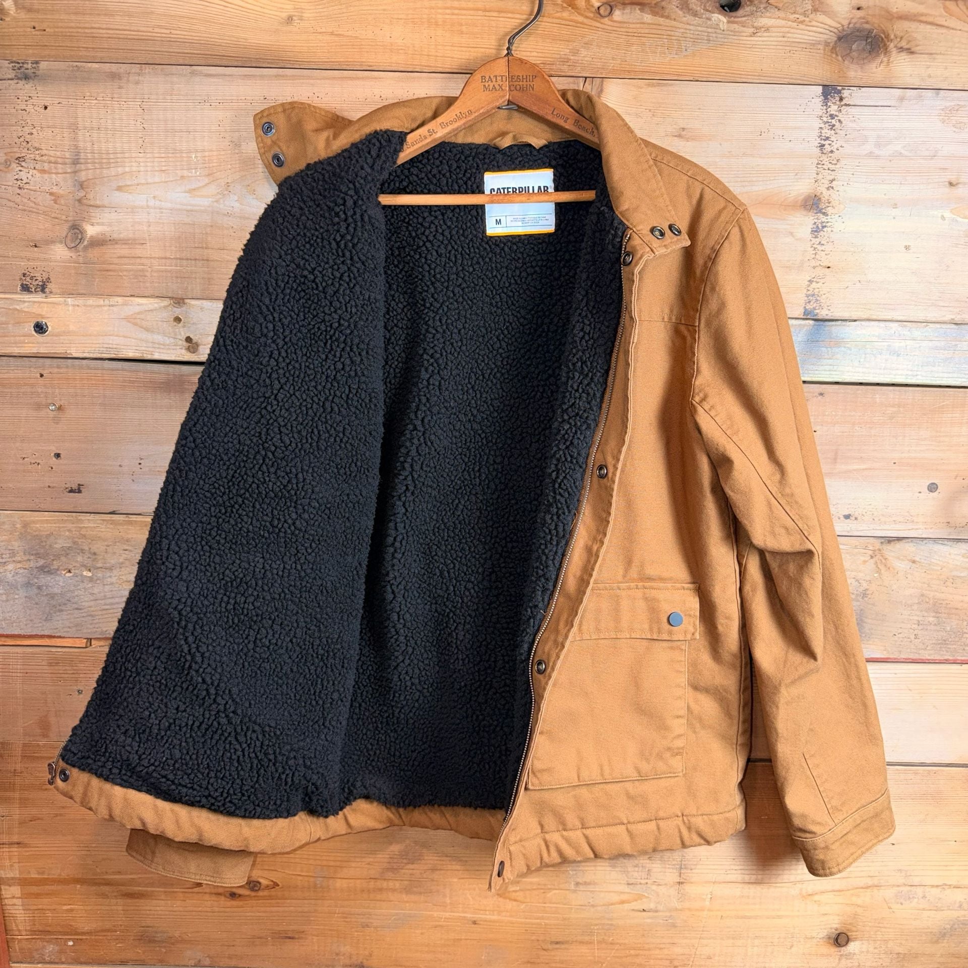 Caterpillar Sherpa Lined Jacket Size M Brown Cotton Workwear 5