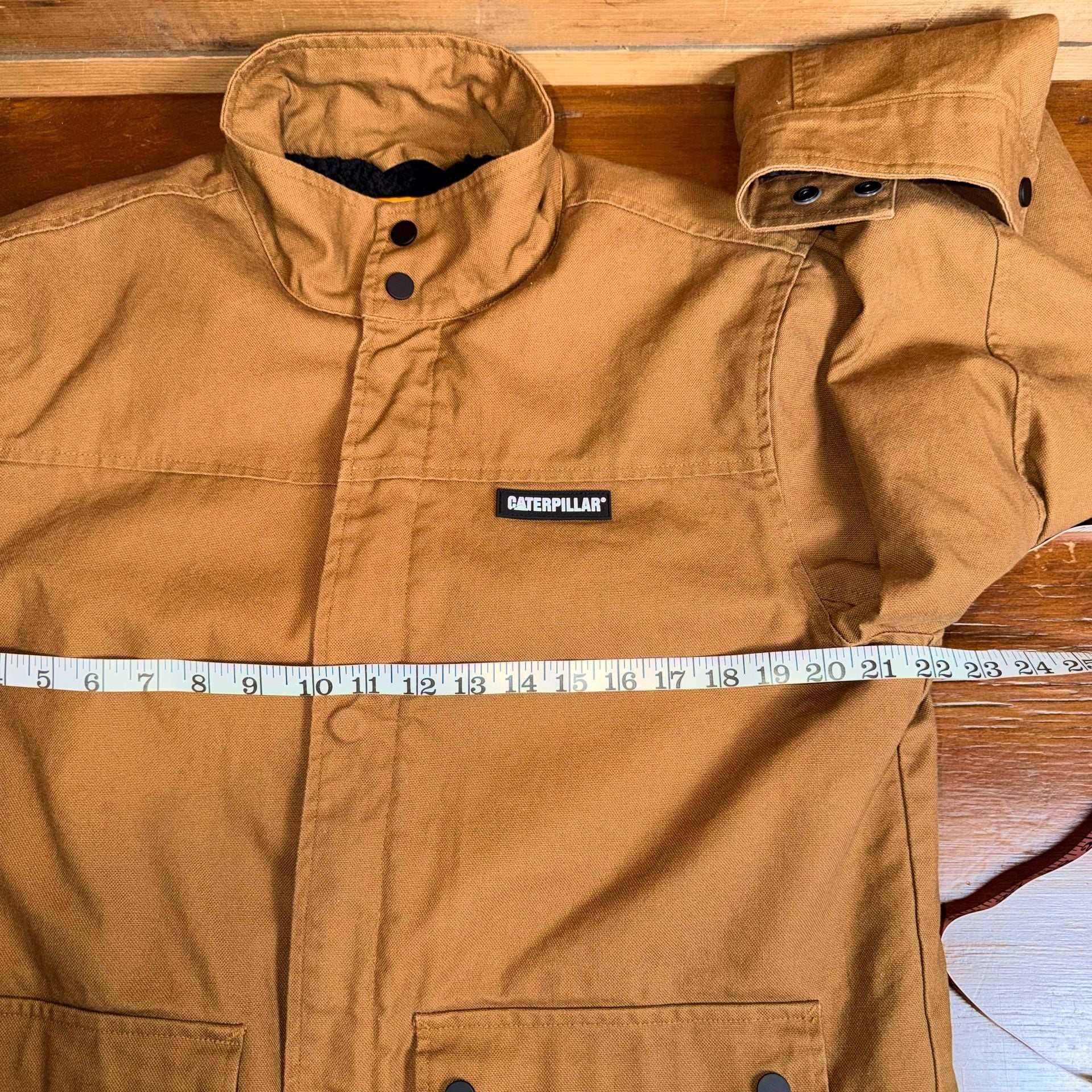 Caterpillar Sherpa Lined Jacket Size M Brown Cotton Workwear 8