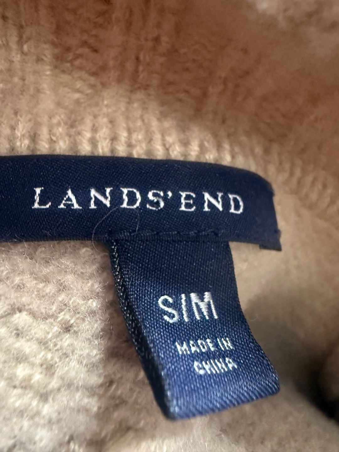 Lands’ End Wool Blend Poncho Cape S/M Oatmeal Fringe Toggle Oversized Collar 10