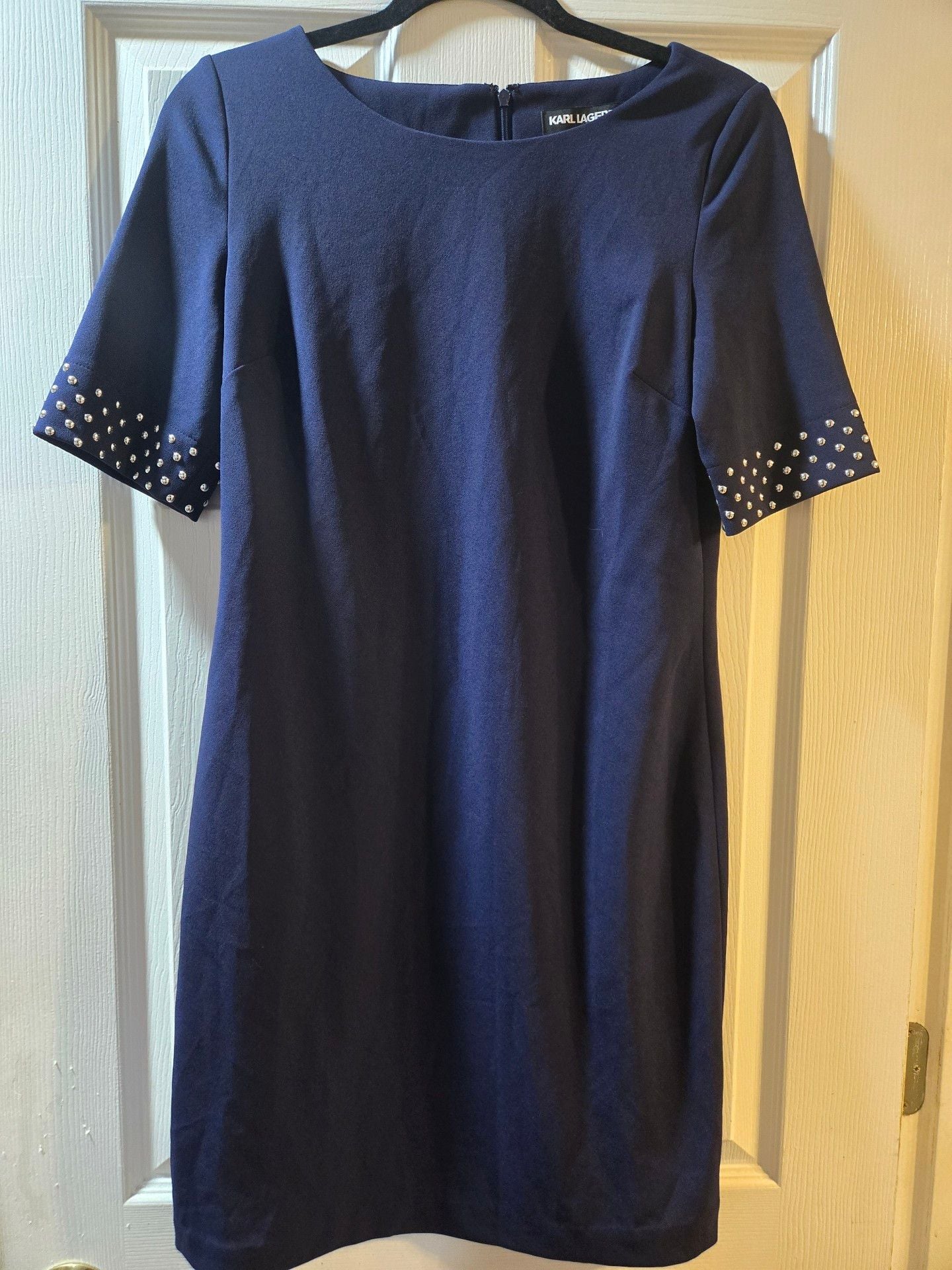 Karl Lagerfeld Studded Sleeve Dress Blue 2