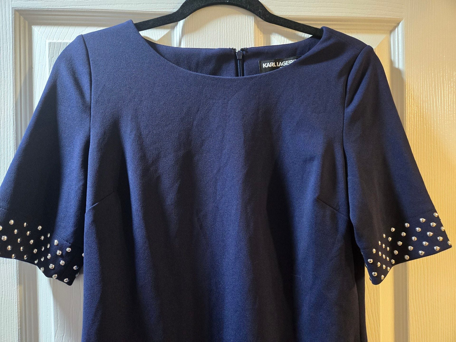 Karl Lagerfeld Studded Sleeve Dress Blue 3
