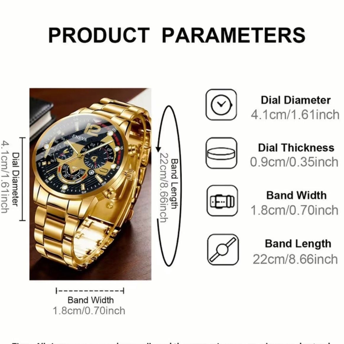 Geneva Luxury Gold Men's Six Pin Quartz Watch 5
