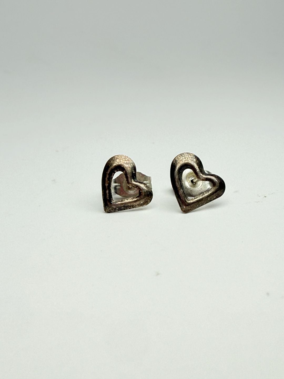 Open Heart Stud Earrings Sterling Silver 2