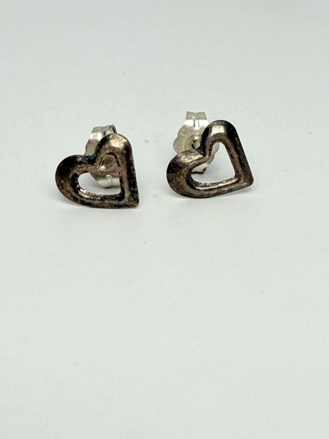 Open Heart Stud Earrings Sterling Silver 3