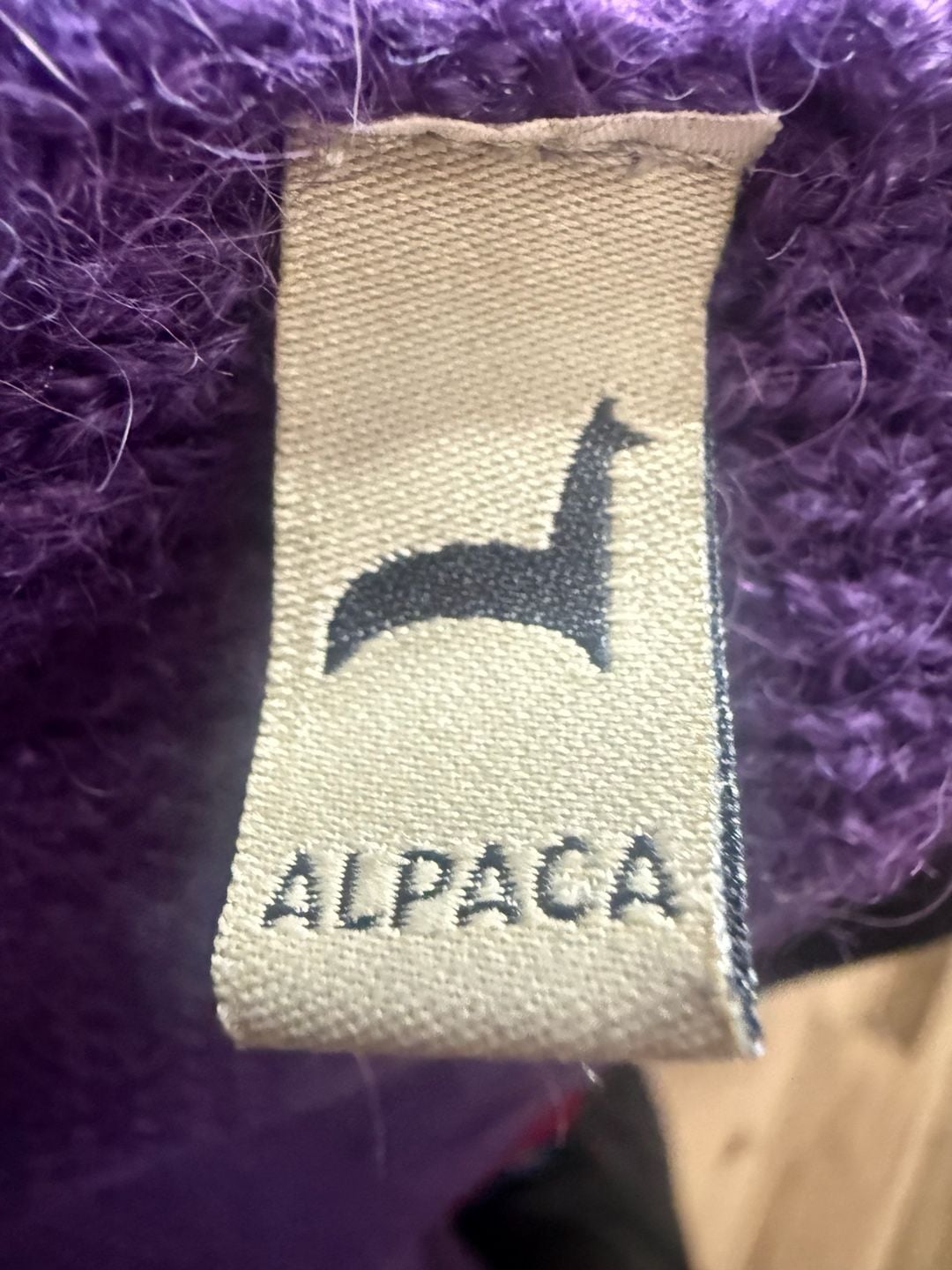 Peruvian Link Alpaca Cardigan Size OS Purple Open Front Knit Sweater 6