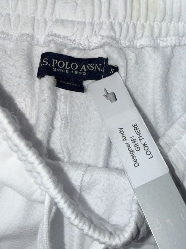 U.S. Polo Assn. Sweat Shorts Size S White Drawstring Fleece 7