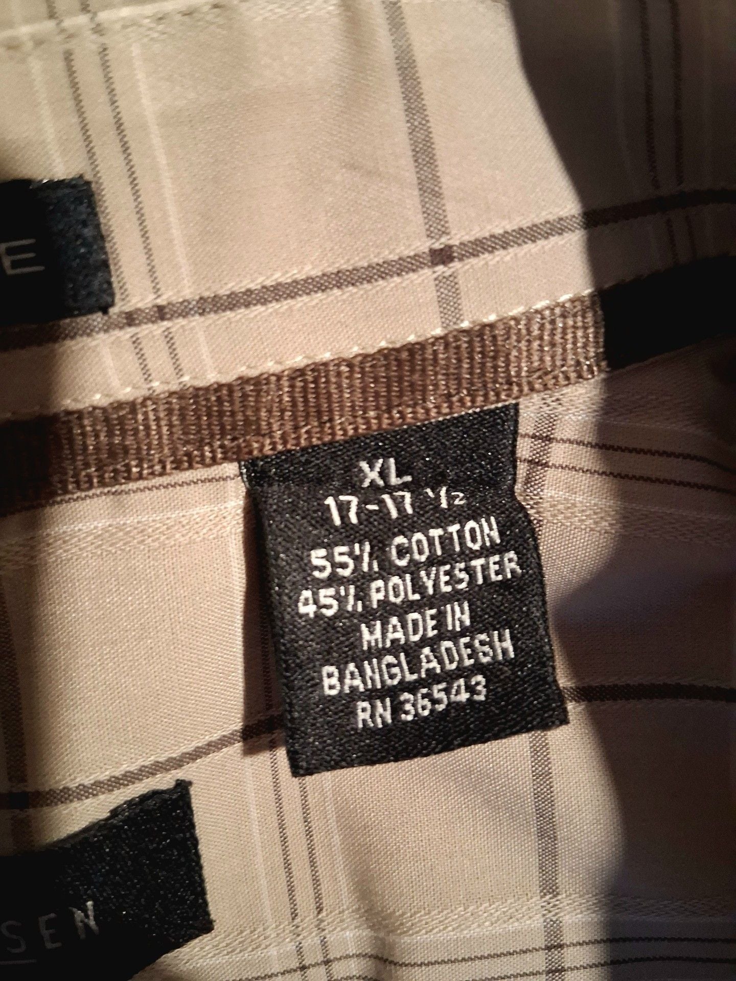 Van Heusen Plaid Button Down Shirt XL Tan Long Sleeve 4