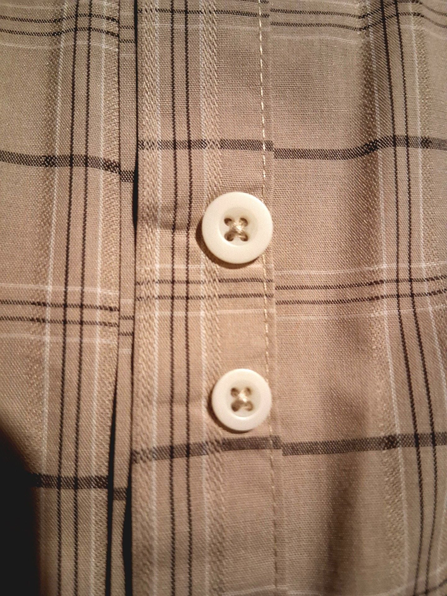 Van Heusen Plaid Button Down Shirt XL Tan Long Sleeve 5