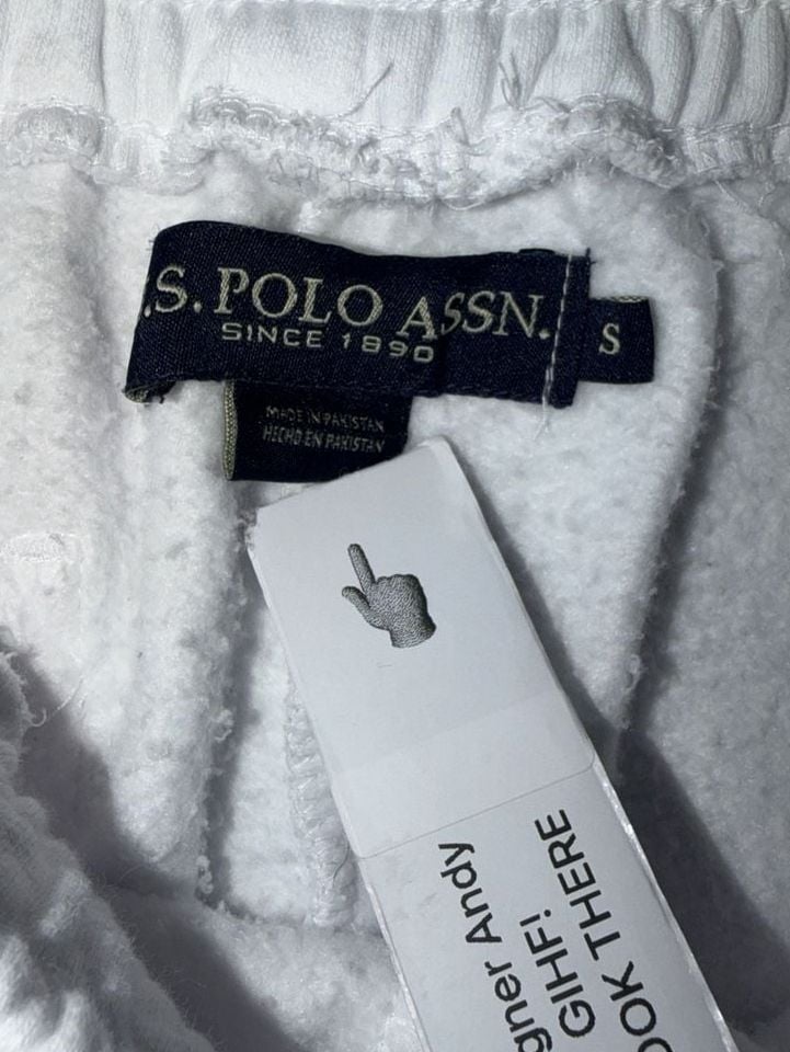 U.S. Polo Assn. Sweat Shorts Size S White Drawstring Fleece 8