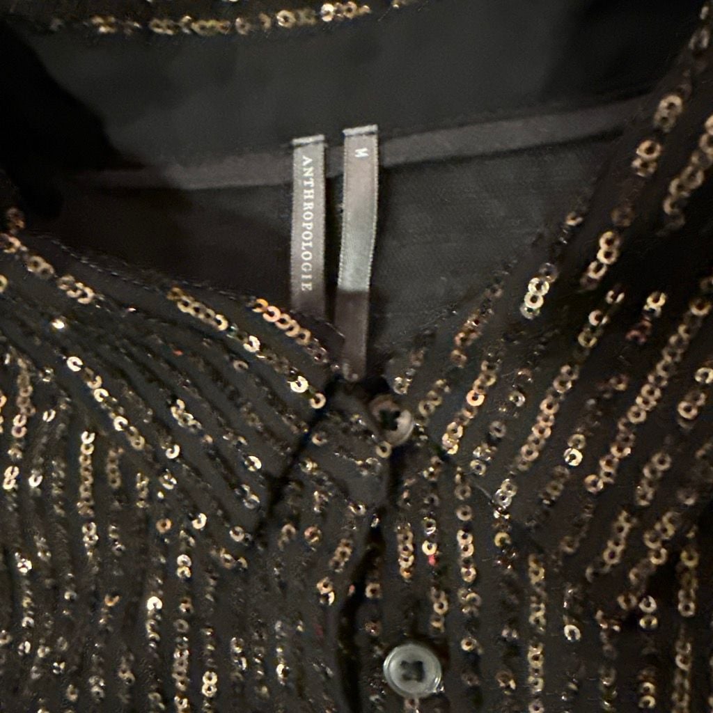 Anthropologie Remie Button Down Sequin Blouse Size M 2