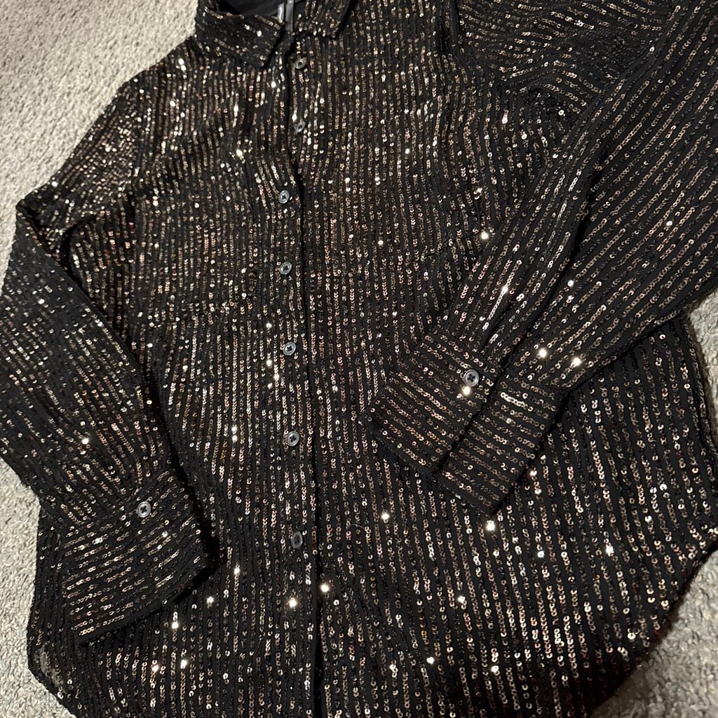 Anthropologie Remie Button Down Sequin Blouse Size M 4