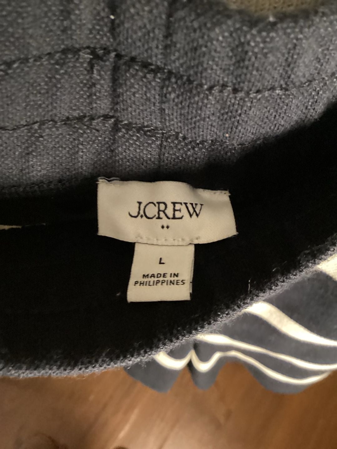 J.Crew Striped Pull-On Shorts Size L Navy White Knit 3