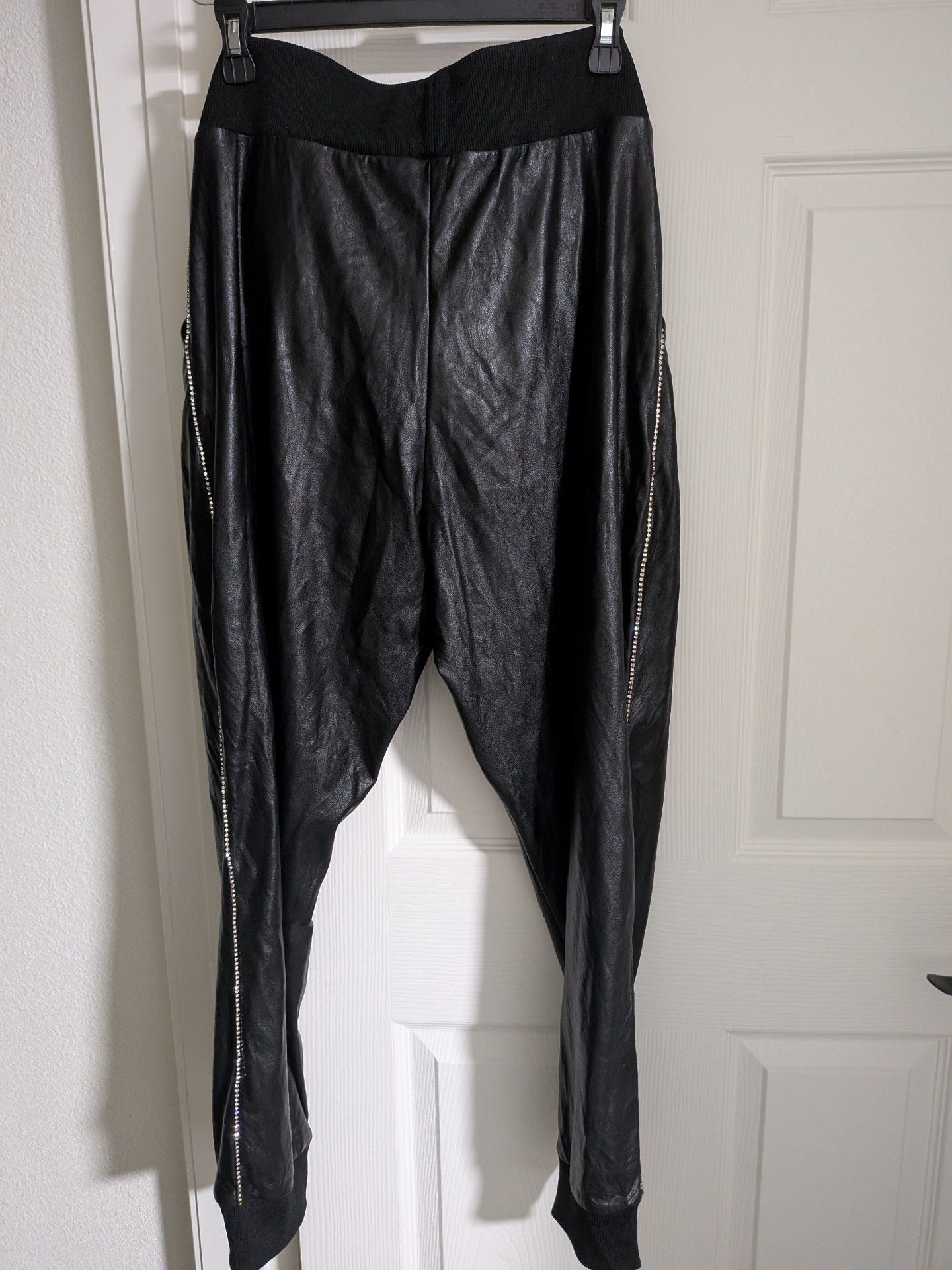 Guess Faux Leather Joggers Size L Black 7
