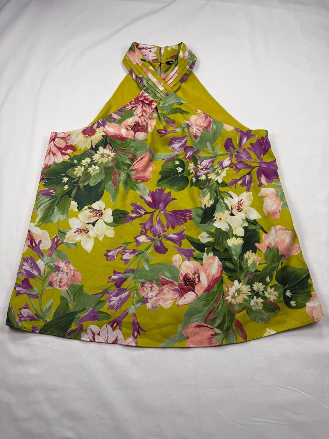 Express Halter Top Size S Green Floral Sleeveless 2