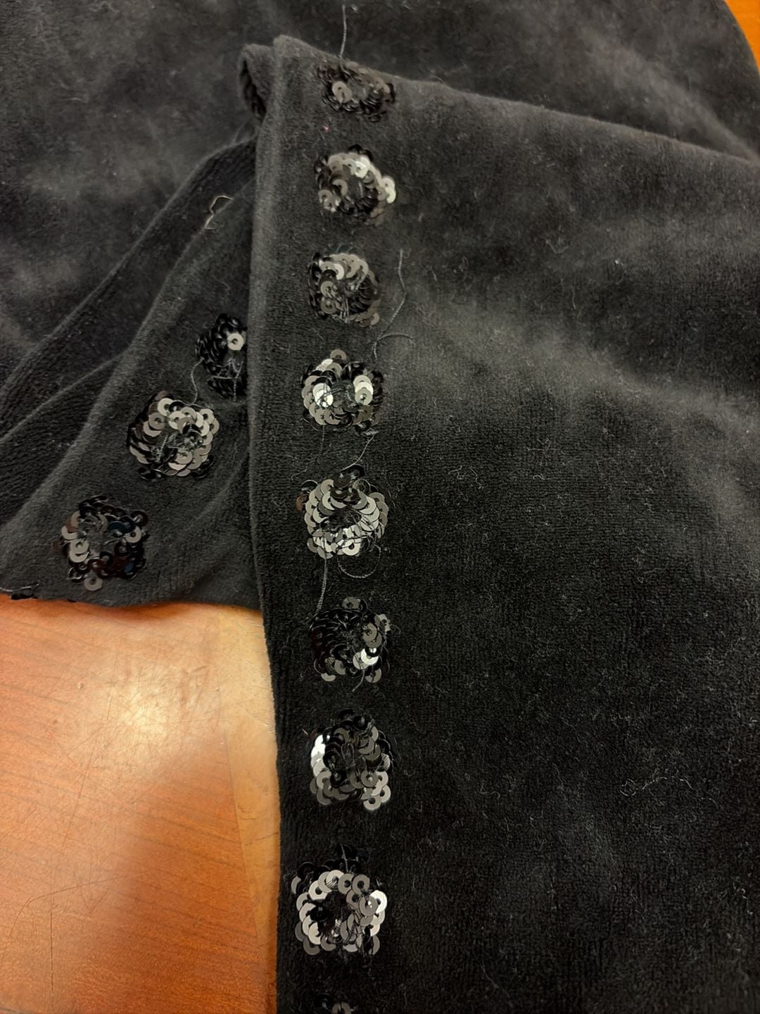 Juicy Couture Black Label Velour Joggers Size M Black Sequins 2