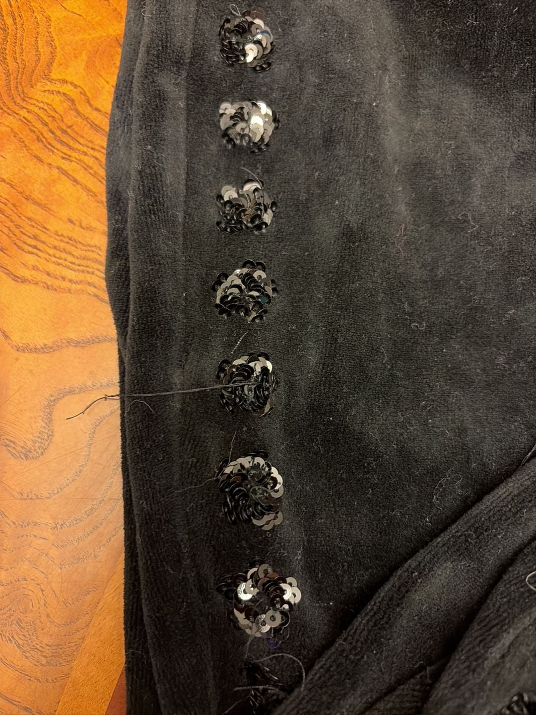 Juicy Couture Black Label Velour Joggers Size M Black Sequins 3