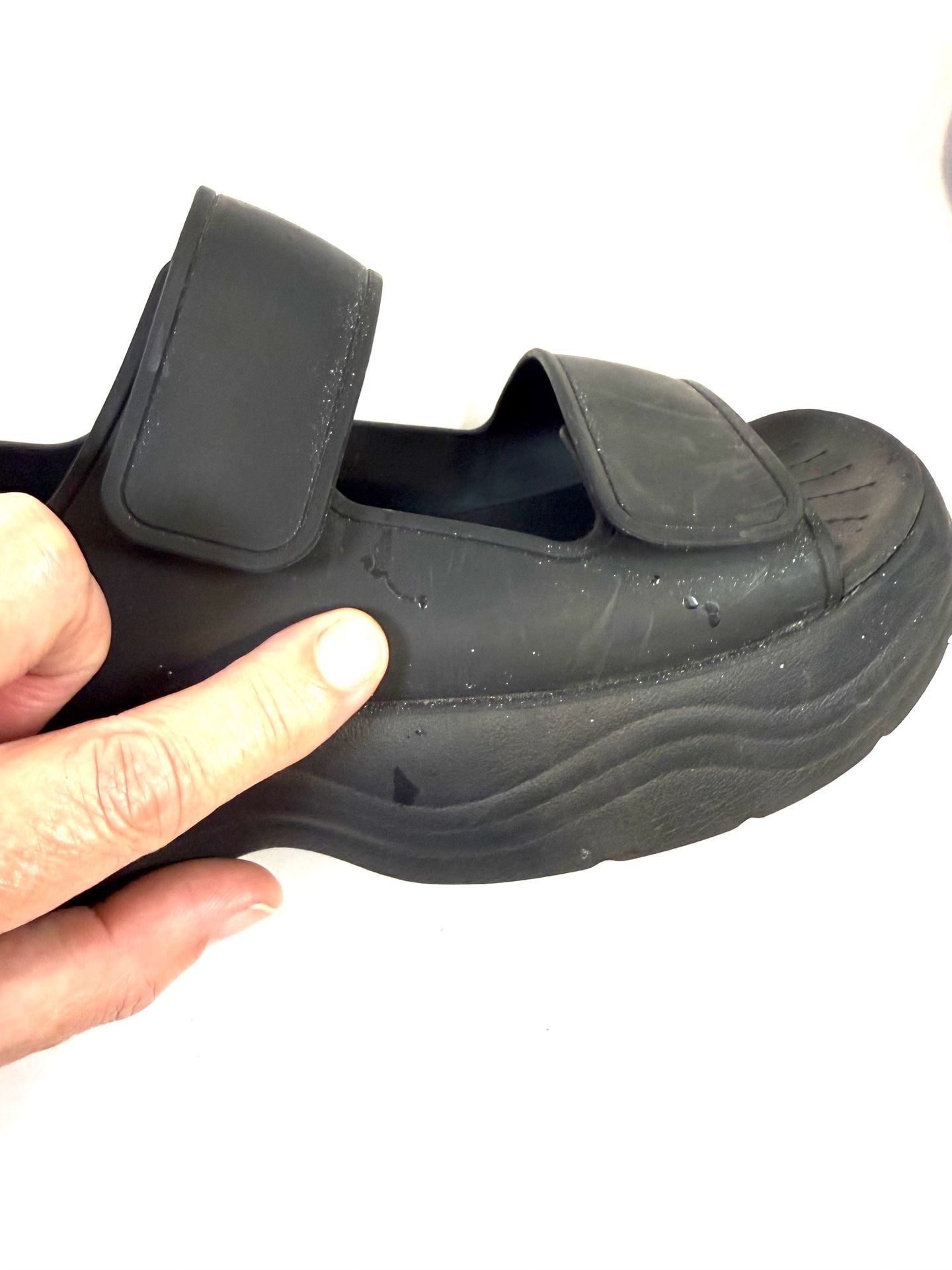 Crocs Women's Skyline Sandals Size 11 Y2K Gorpcore Minimalist Streetwear Indie Black Platform Chunky Sole Square Toe Slingback Hook and Loop Adjustable Straps 208183 Comfort 7