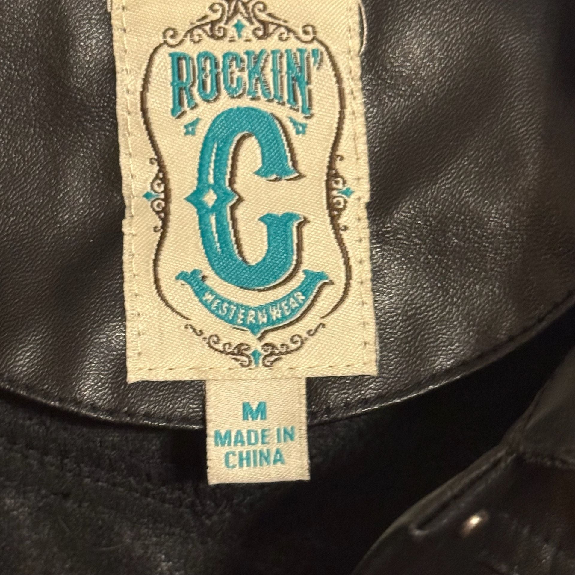 Rockin’ C Western Wear Womens M Black Faux Leather Fringe Jacket NWOT Cowgirl 4