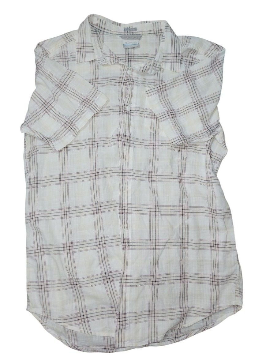 Columbia Short Sleeve Button Up Shirt Size M Plaid Casual 3