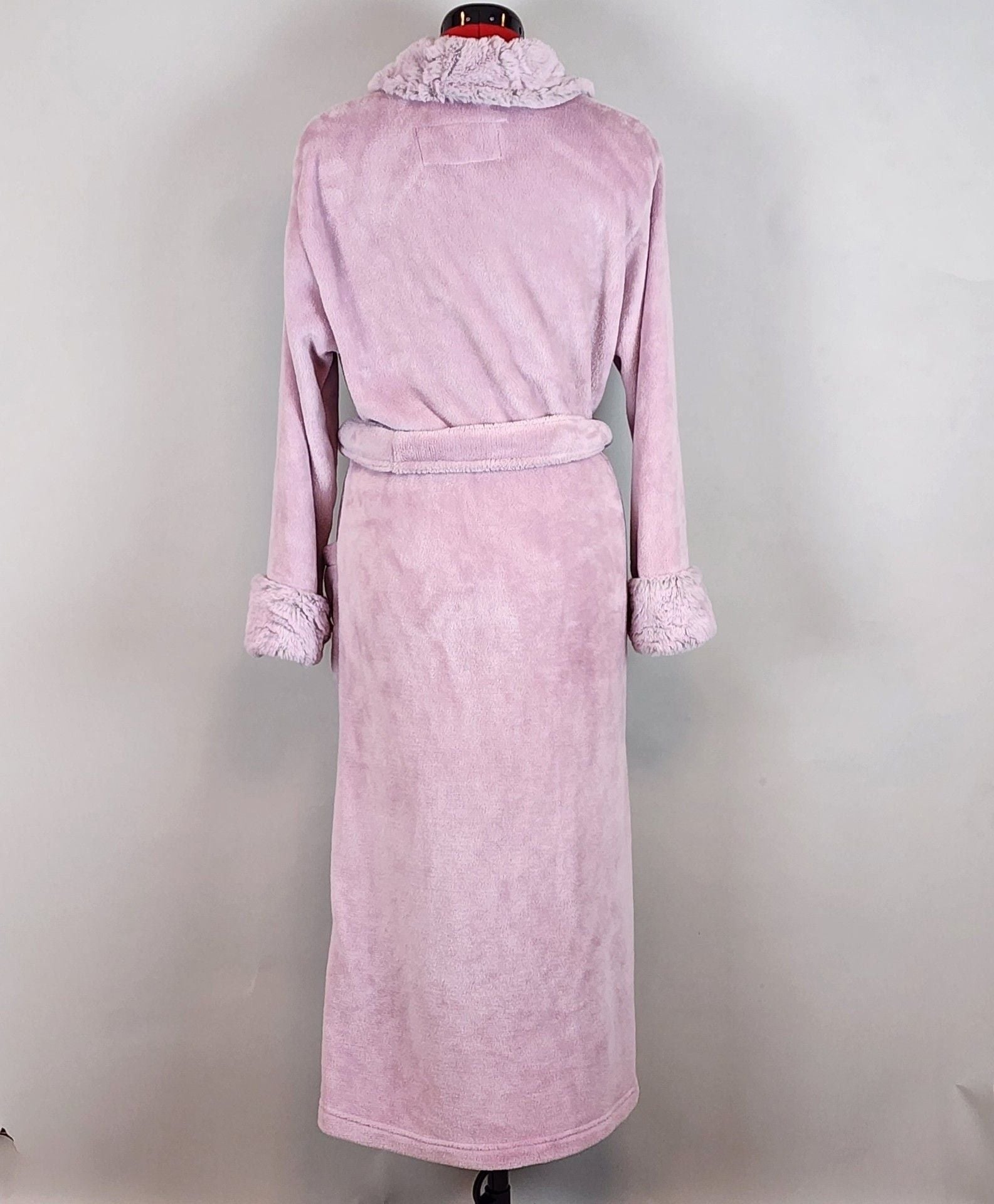 Carole Hochman Pink Faux Fur Trim Robe Medium Cozy Luxury Soft Lounge Core Gift 4