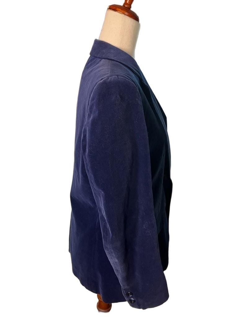Hiatus Velvet Blazer Size 16 Blue Cotton Jacket 3