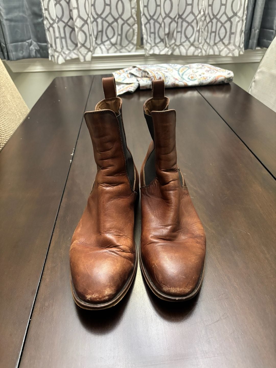Aldo Dax Men Cognac Brown Leather Chelsea Boots Size 10.5 2