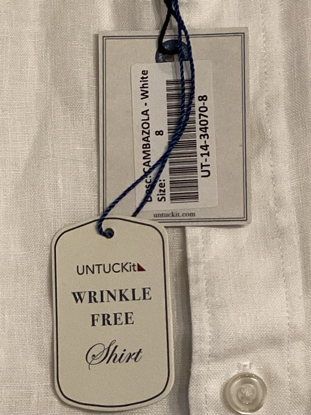 UNTUCKit Wrinkle Free Shirt Size 8 White Button Down 4