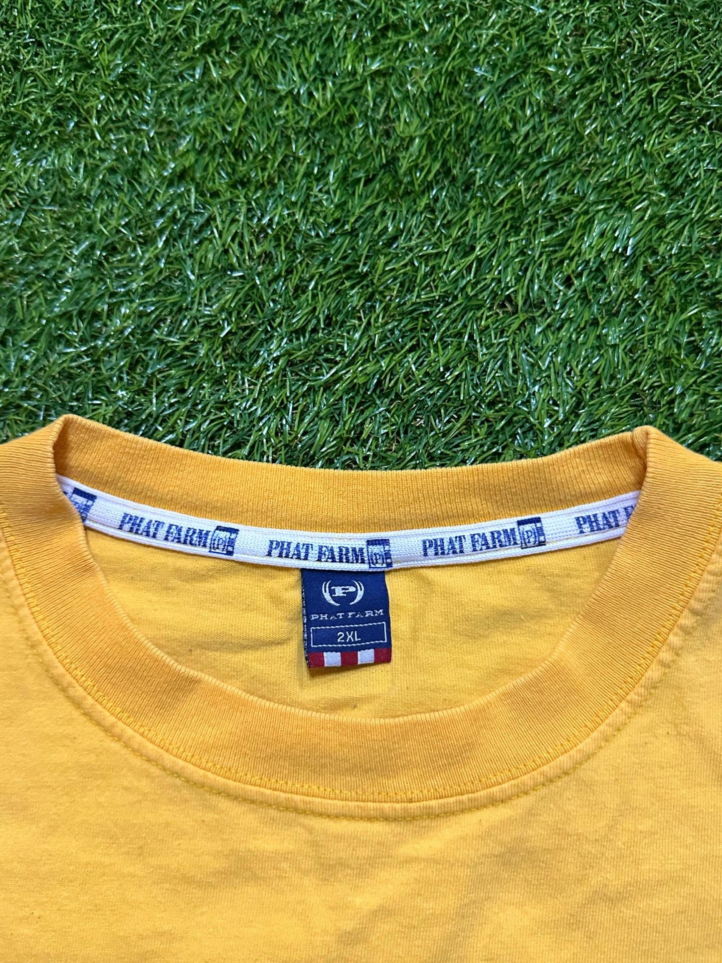 Y2K 2000s Phat Farm Classic American Flava T-Shirt Yellow 7