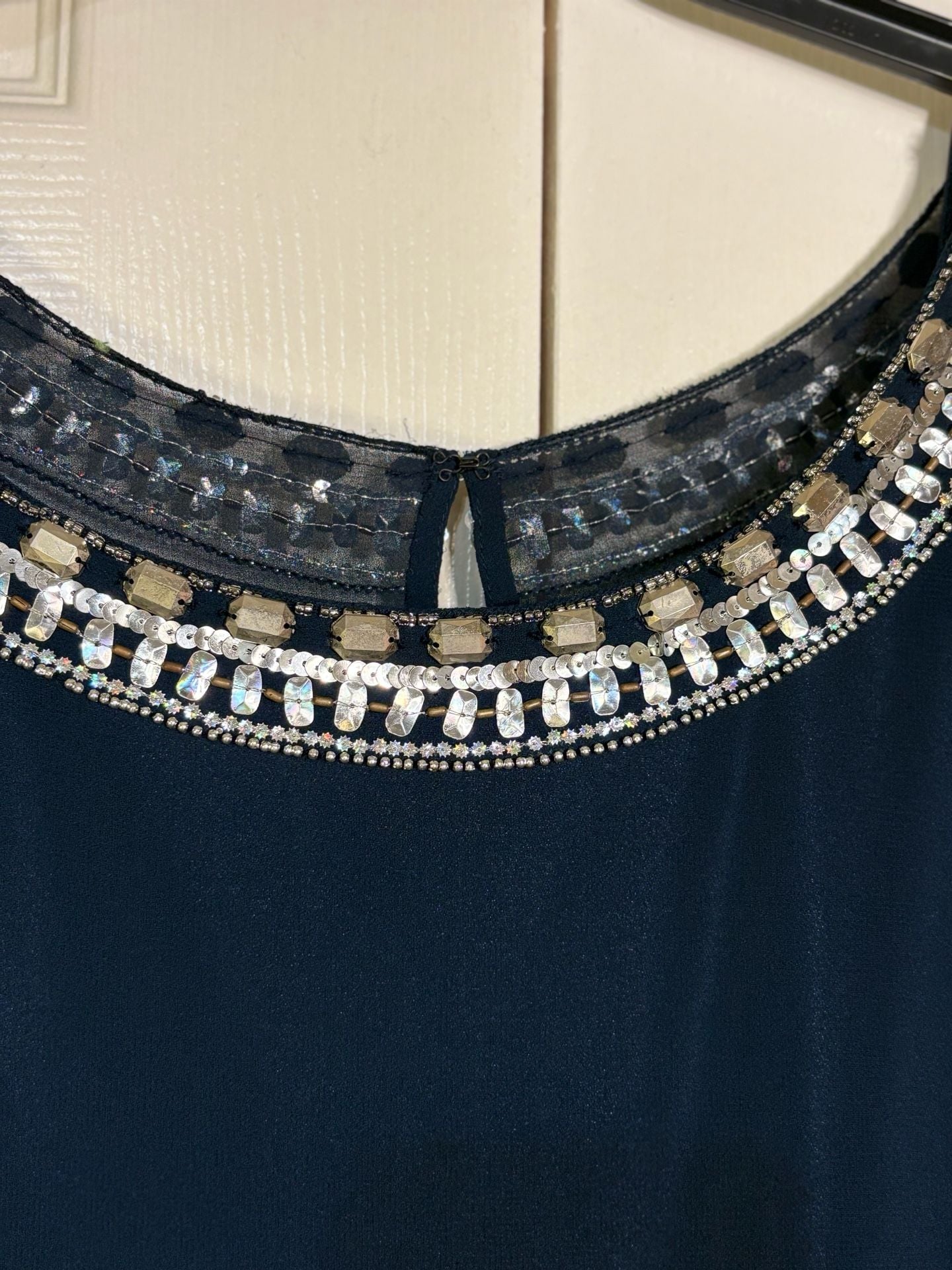Jkara Dress Size 20W Blue Beaded Chiffon Kaftan Maxi Cocktail 7