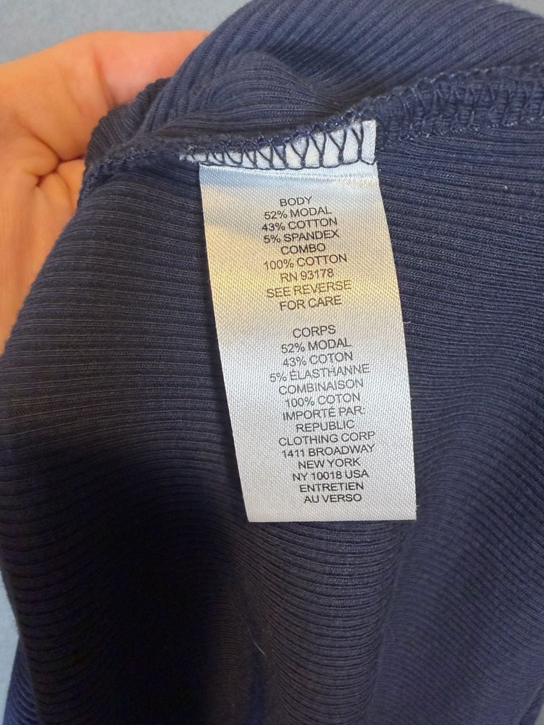 Truth NYC Navy Ribbed Polo Top M Chambray Collar Gold Buttons Y2K 8