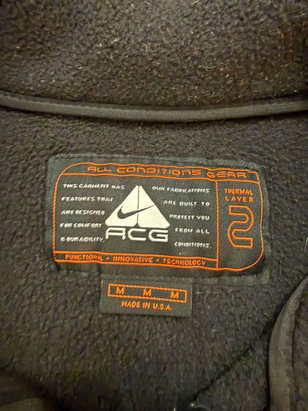 Vintage Nike ACG Thermal Layer 2 Fleece Vest Size M Black 3