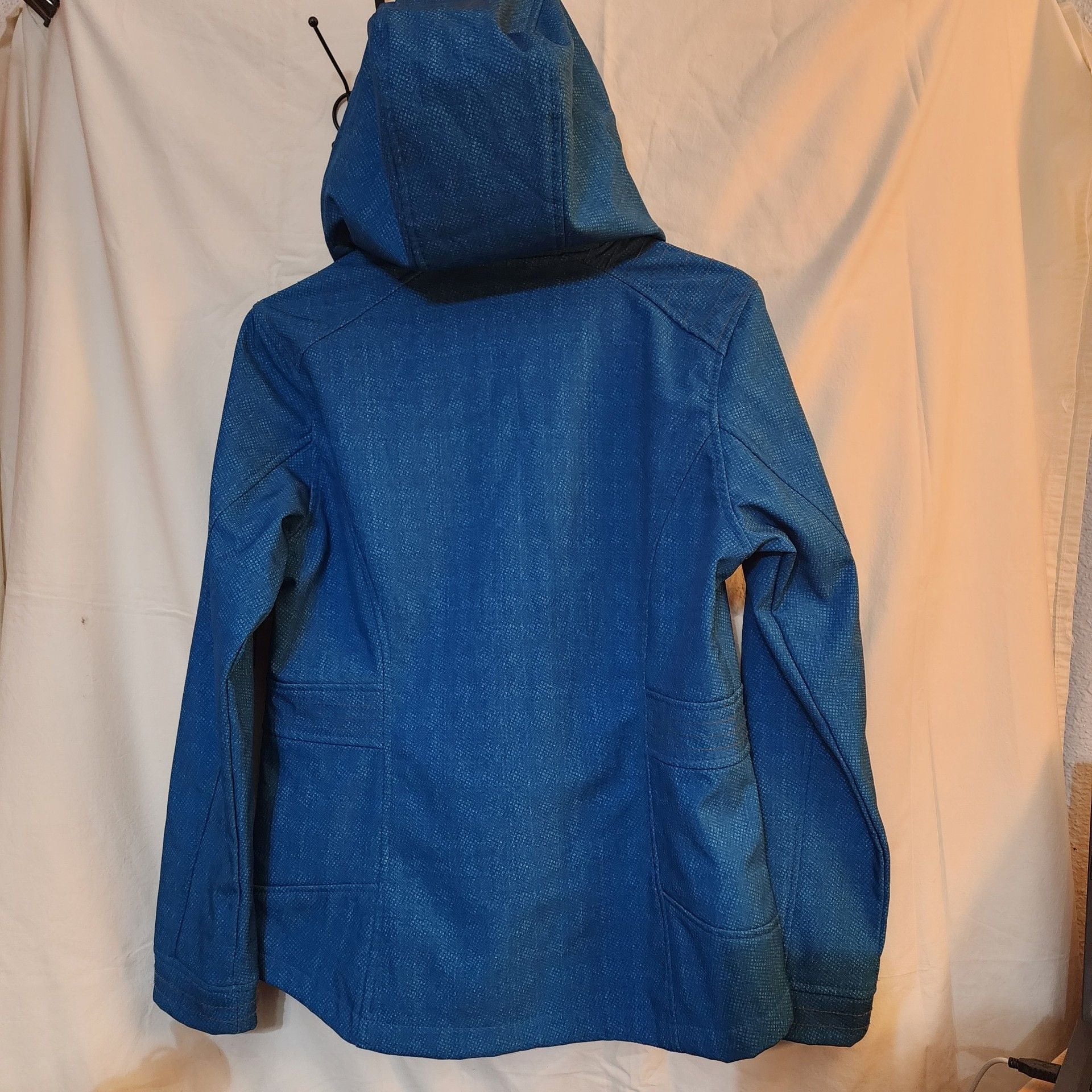 Free Country Softshell Jacket Size Medium Blue Faux Fur Lined Hooded 7