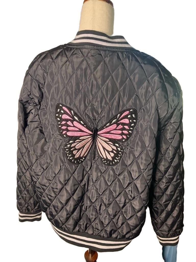 ANGEL CULT WOMEN'S QUILTED BUTTERFLY JACET - SNAP BUTTON FRONT SIZE LARGE 7