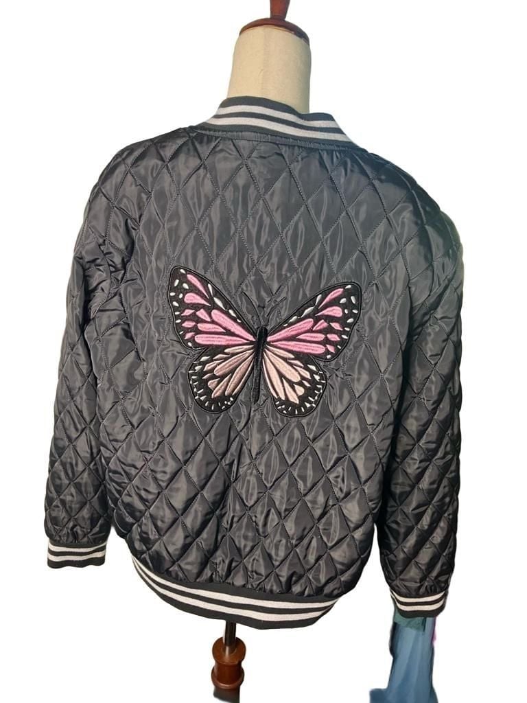ANGEL CULT WOMEN'S QUILTED BUTTERFLY JACET - SNAP BUTTON FRONT SIZE LARGE 5