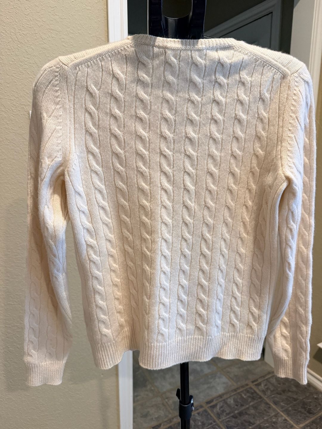 Brooks Brothers Italian Cashmere Cable-Knit Sweater Size S White 3
