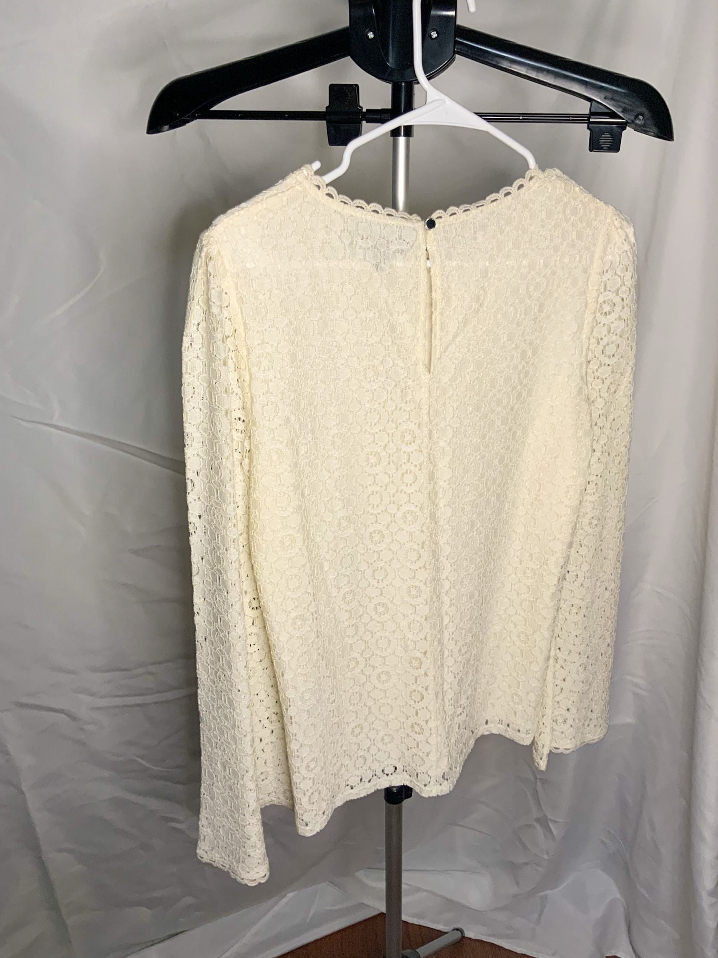 Banana Republic Lace Blouse Women Size S Cream Long Sleeve Top 3
