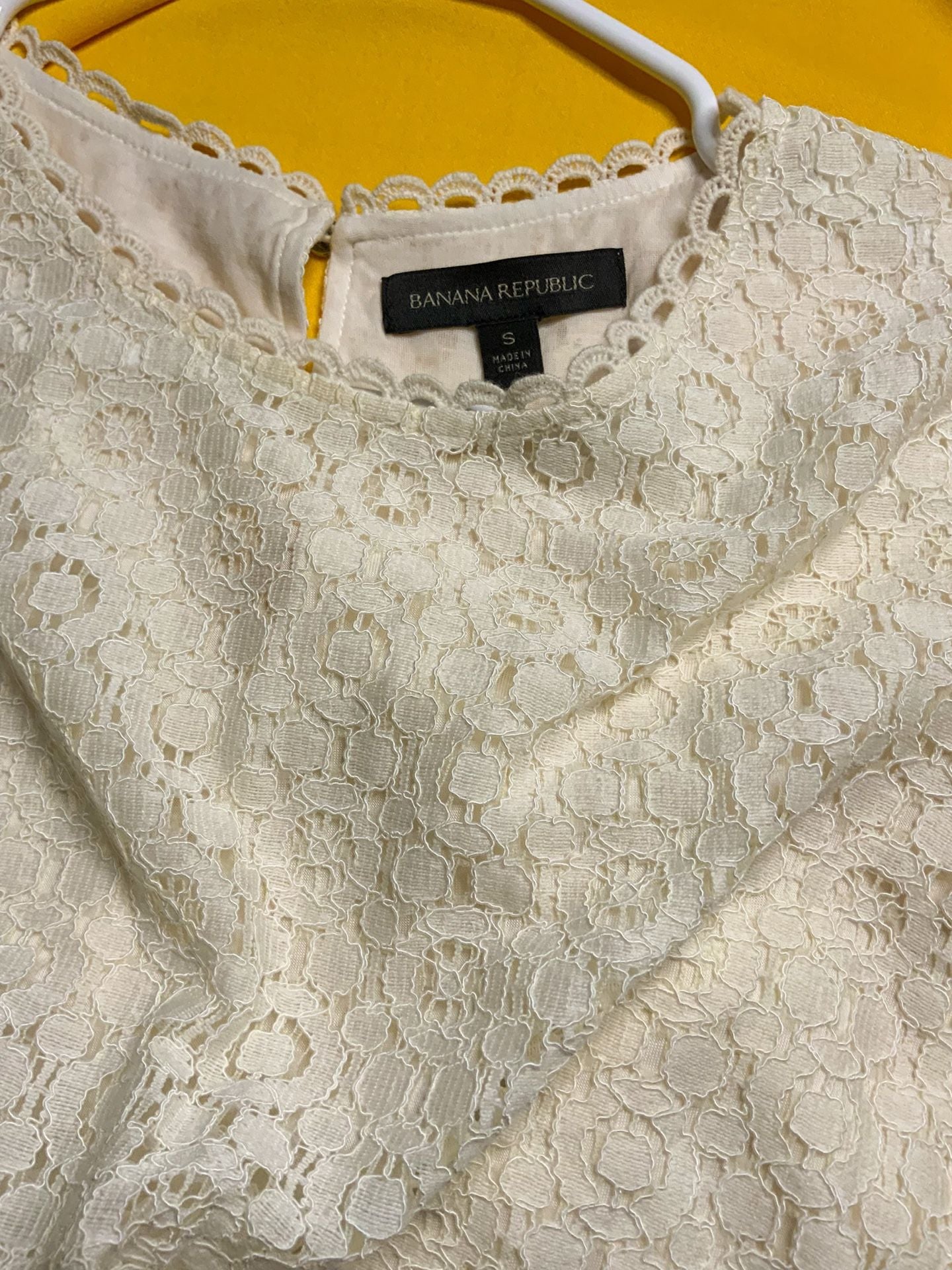 Banana Republic Lace Blouse Women Size S Cream Long Sleeve Top 4