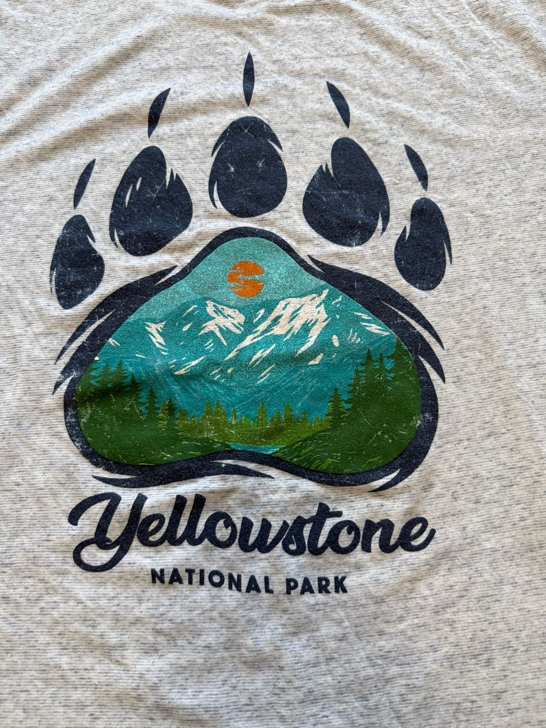Pacific Yellowstone National Park T-Shirt Size L Gray Bear Paw Mountain 7