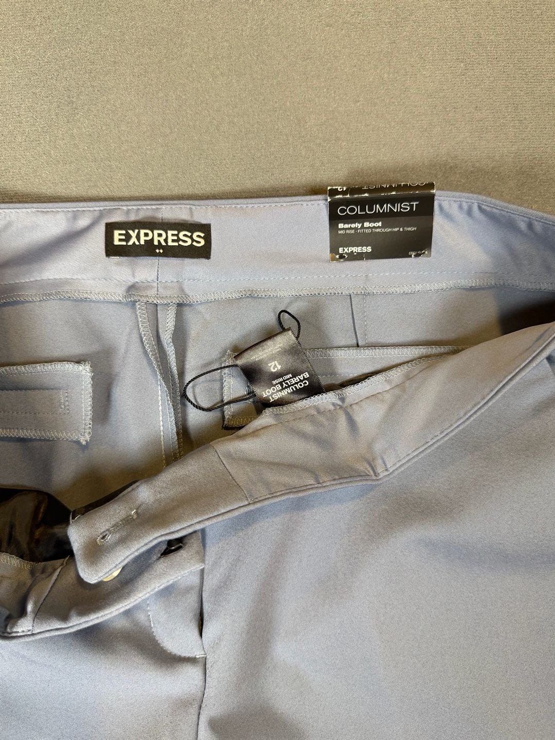 Express Columnist Barely Boot Pants Size 12 Light Blue Mid Rise 3