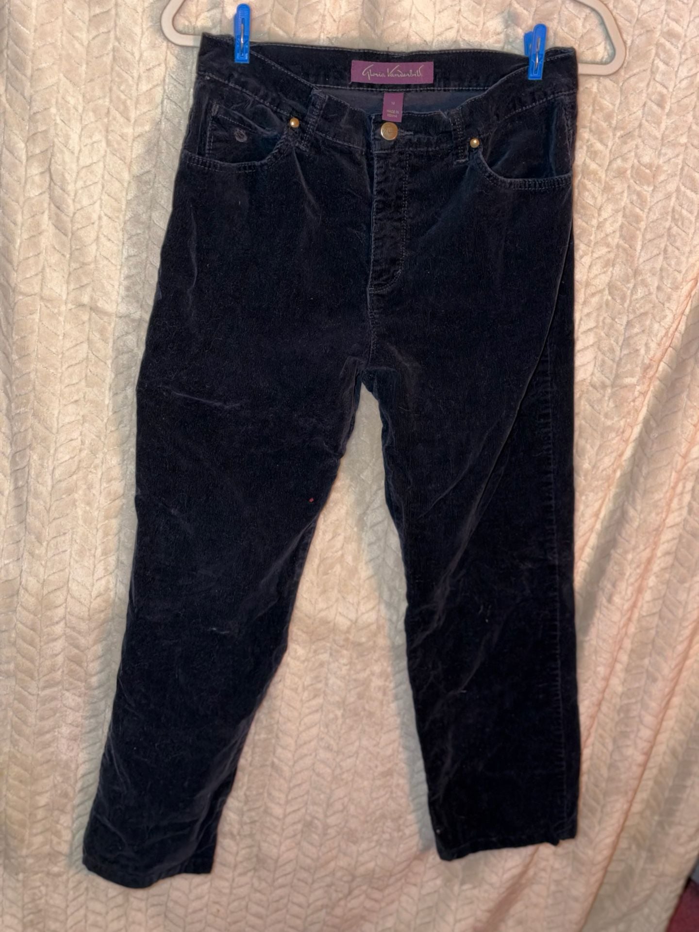 Gloria Vanderbilt Corduroy Pants Size 10 Navy Blue Straight Leg 2
