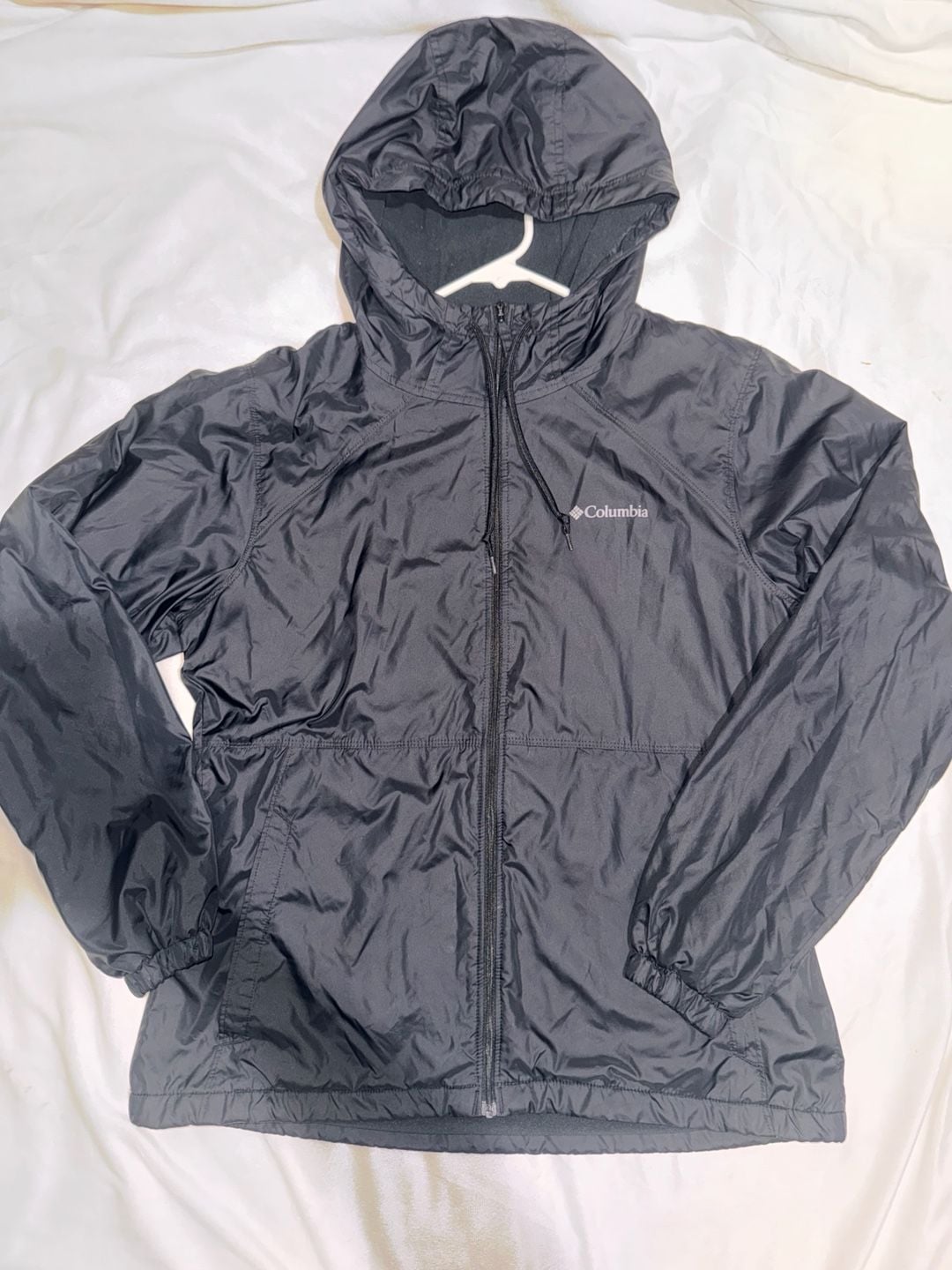 Columbia Lightweight Windbreaker Size M Black Full Zip Hoodie 2