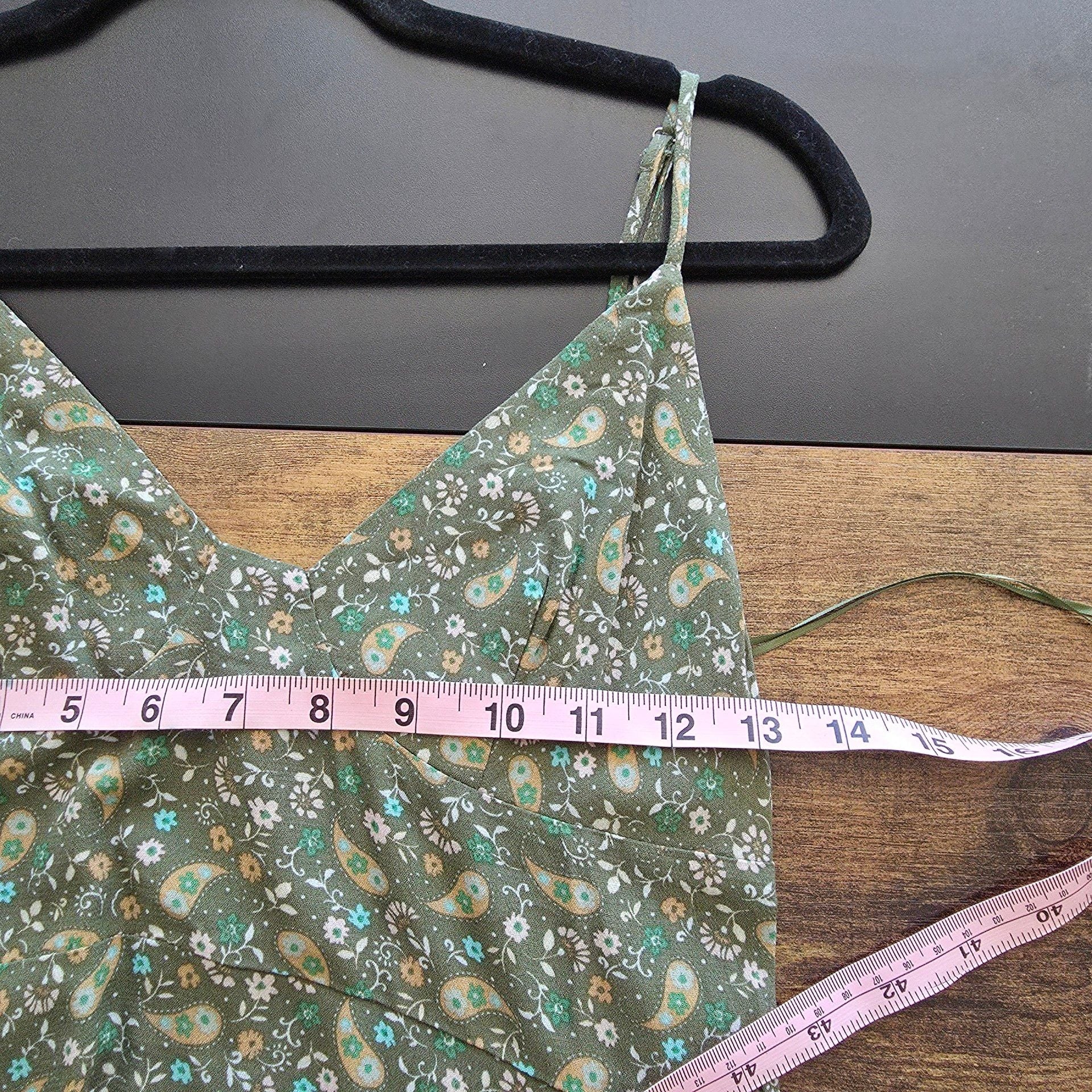 Sky to Moon Floral Slip Dress Size S Green Rayon Mini 6