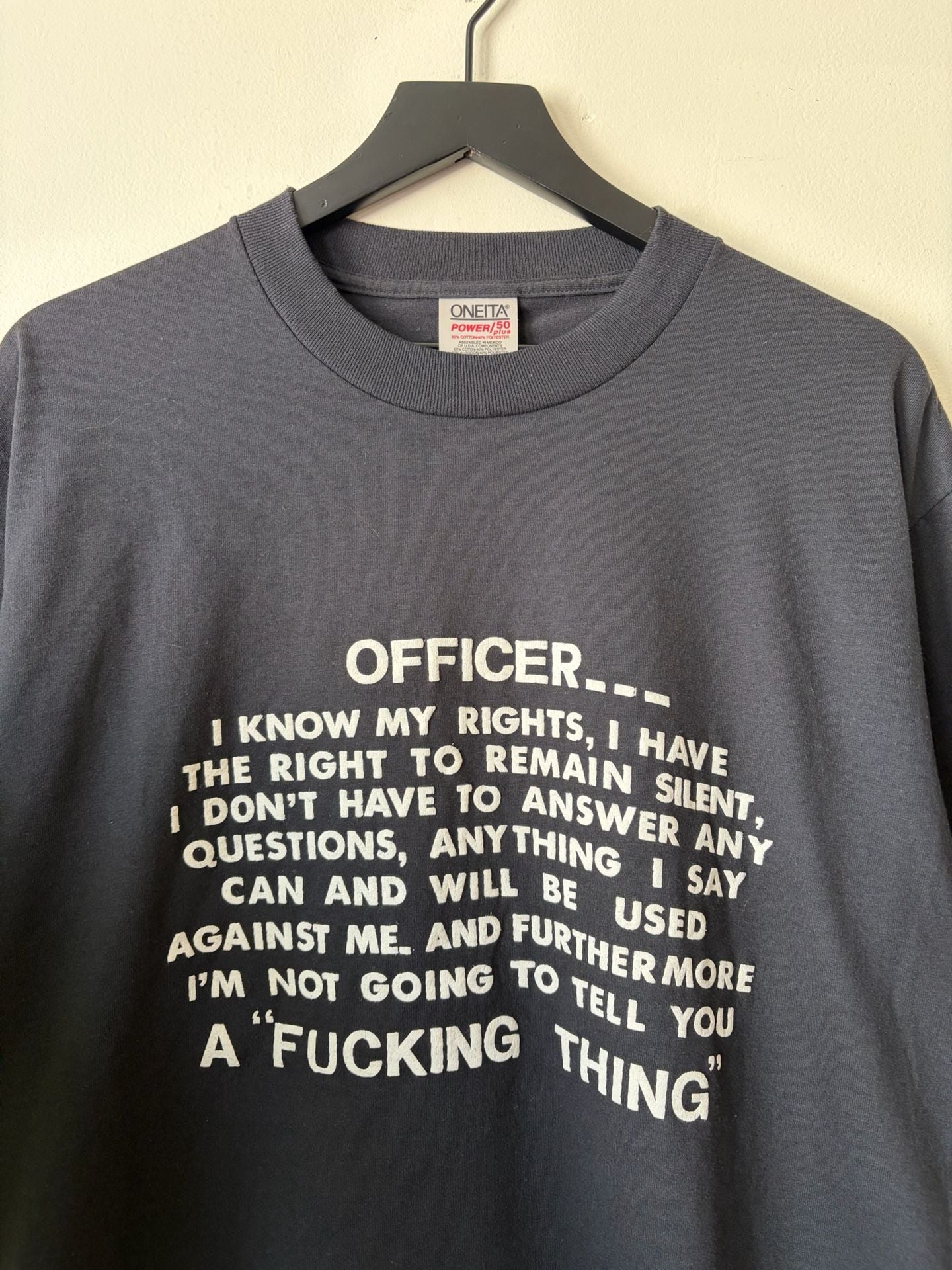 Oneita Graphic T-Shirt Size Large Black Officer Know My Rights 3