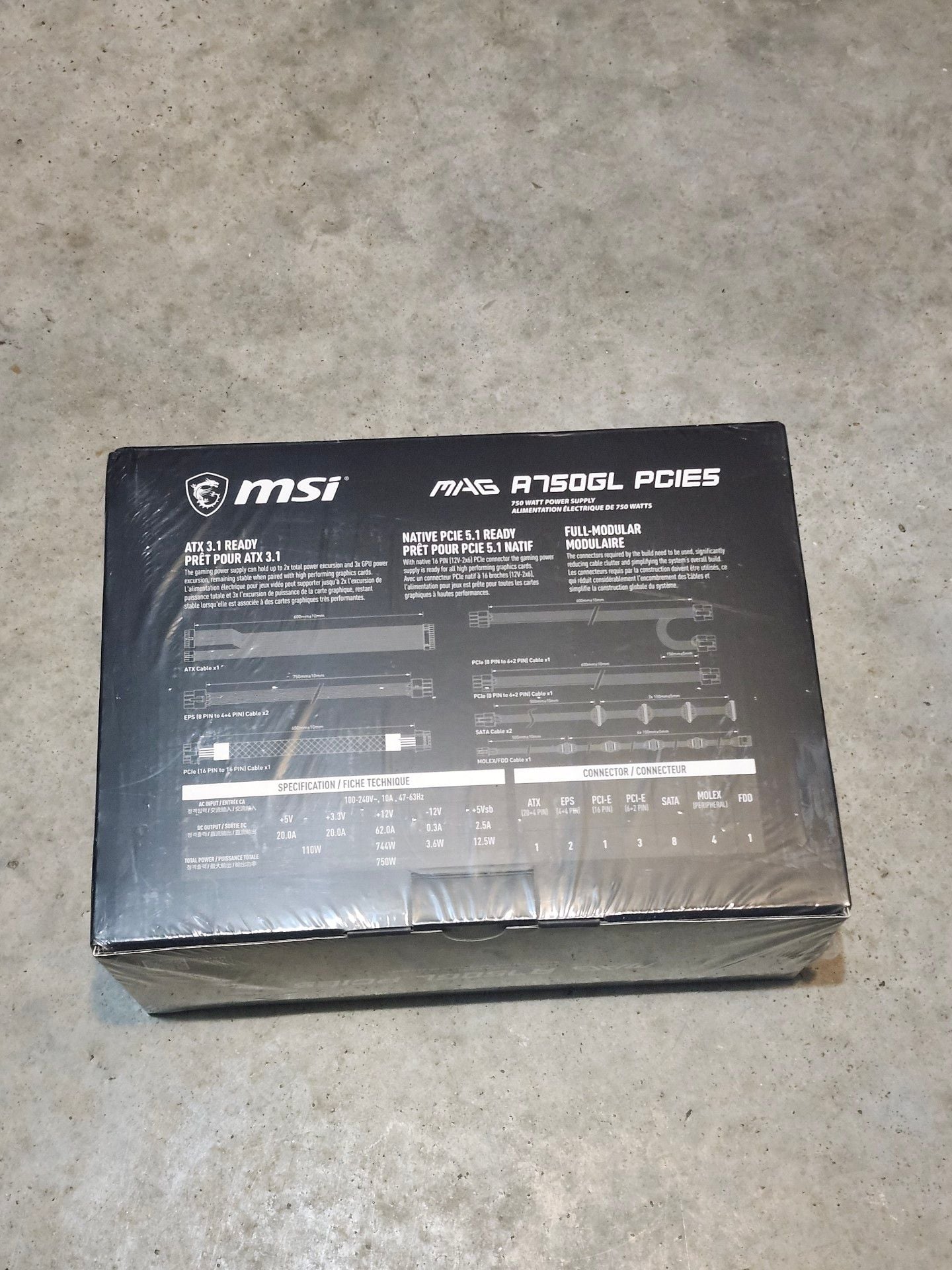 MSI MAG A750GL PCIE5 Power Supply 2