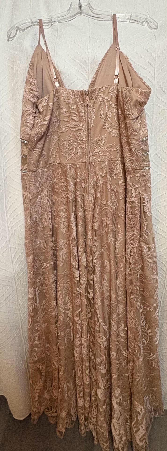 xtraordinary Dress Size 15W Rose Gold Embroidered Rhinestone Maxi Gown 6