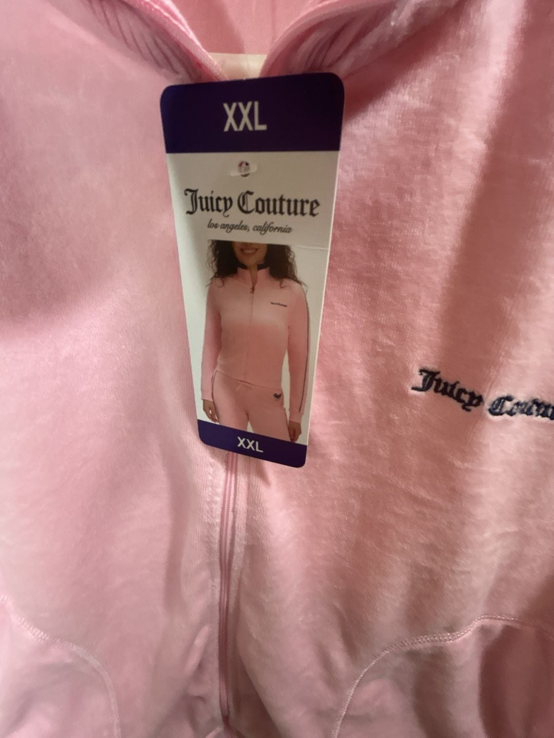 Juicy Couture Velour Track Jacket Size XXL Pink Pickleball Anyone? 4