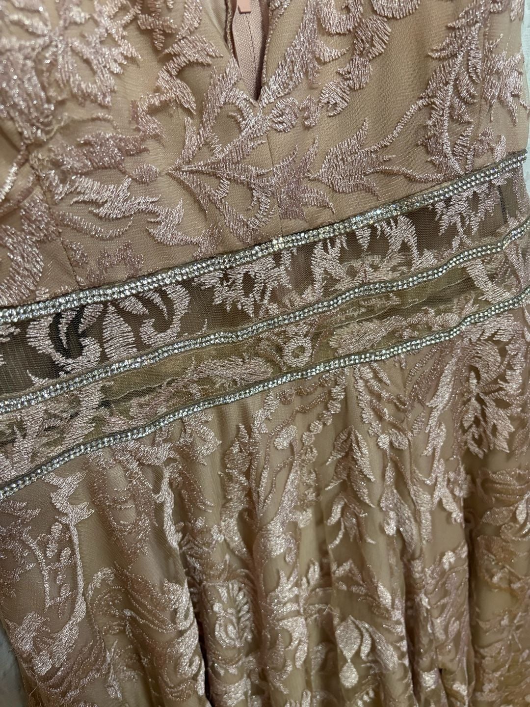 xtraordinary Dress Size 15W Rose Gold Embroidered Rhinestone Maxi Gown 3