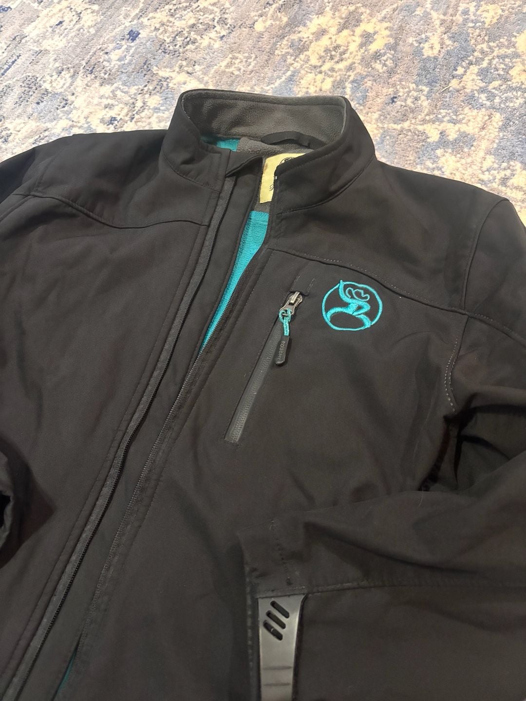 Hooey Softshell Jacket youth Size M Black Turquoise Roughy 3