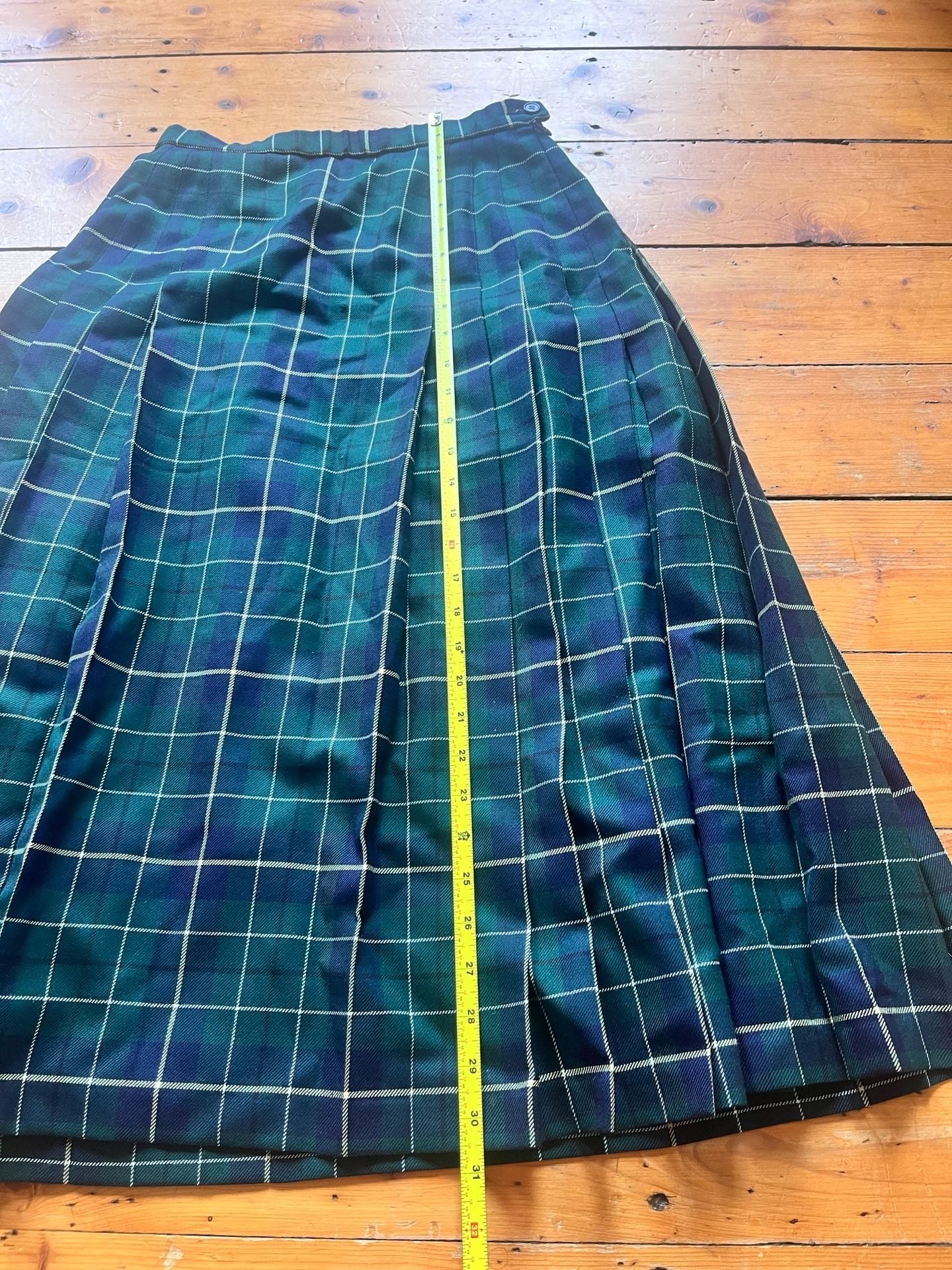 Pendleton Pleated Plaid Skirt Size 6 Green Virgin Wool Tartan flaw 8