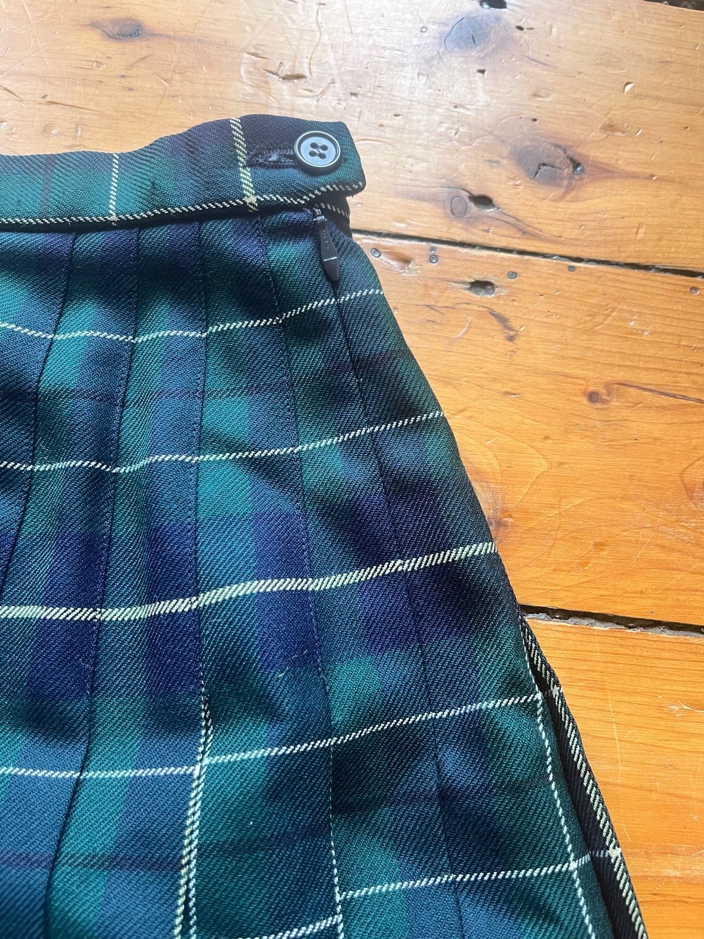 Pendleton Pleated Plaid Skirt Size 6 Green Virgin Wool Tartan flaw 10